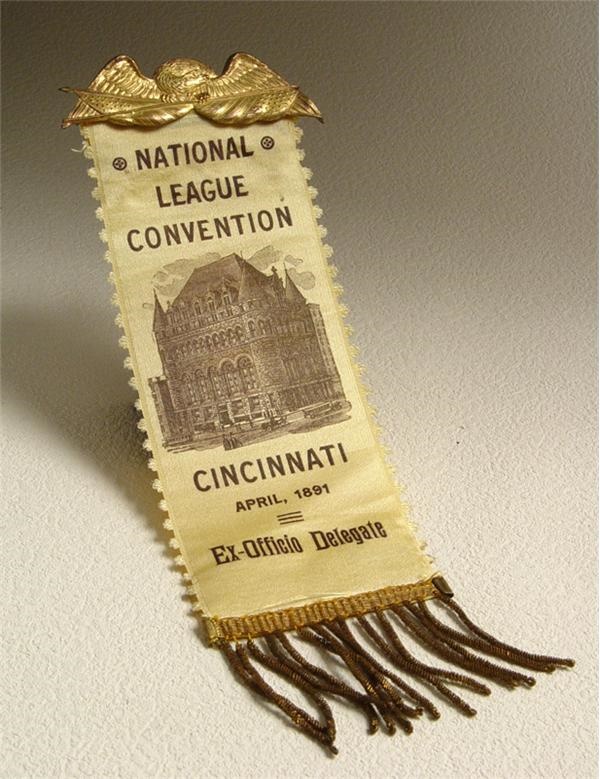 19th Century Baseball - 1891 National League Baseball Convention Ex-Official Delegate’s Badge