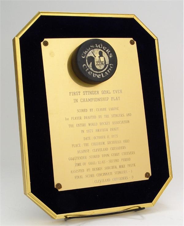 - First WHA Cincinnati Stingers Goal Puck Plaque