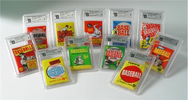 Unopened Cards - 1960-1970 Topps Baseball Wax Packs Decade Run GAI Graded