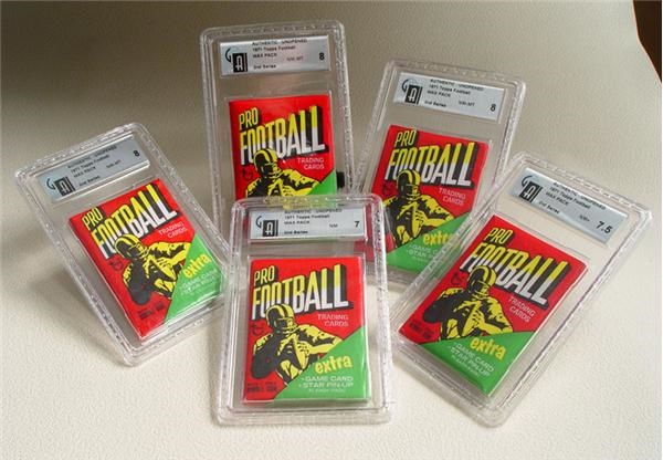 Unopened Cards - 1971 Topps Second Series Football Wax Packs GAI (5)