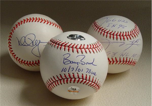 Single Signed Baseballs - Barry Bonds, Mark McGwire, Sammy Sosa Single Signed Specialty Baseballs (3)