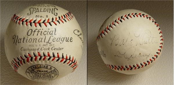 Autographed Baseballs - Babe Ruth and Lou Gehrig Signed Baseball