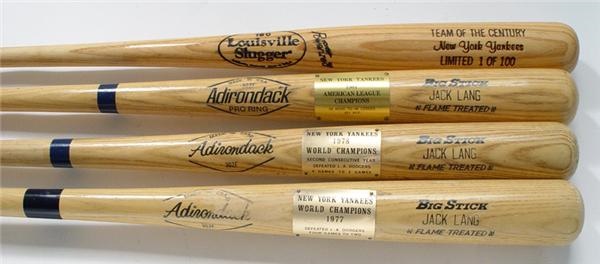 NY Yankees, Giants & Mets - Jack Lang’s Personal New York Yankees Presentational Bats (3) and a 1999 Team of the Century Bat