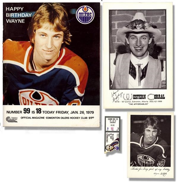 Wayne Gretzky - Wayne Gretzky 18th Birthday Program and Stub