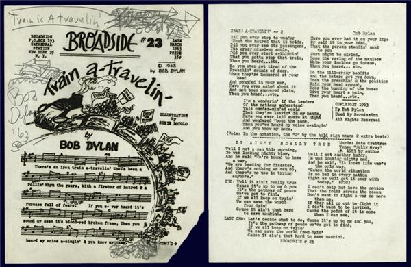 Bob Dylan Signed Broadside Cover