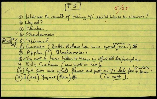 John Lennon Handwritten List