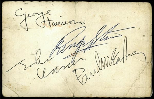 Beatles Autographs - Beatles Signed Promo Card