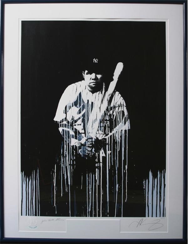 Baseball Art - Babe Ruth Print Signed by Artist and Julia Ruth Stevens