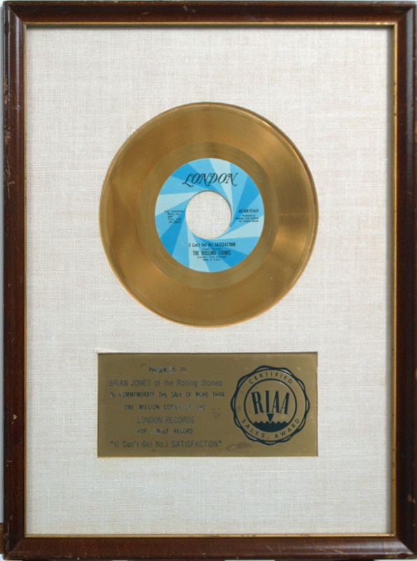 Rolling Stones - Brian Jones "Satisfaction" White Matte Gold Record