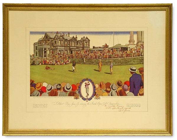 Golf - Bobby Jones Signed 1930 Currier & Ives Print