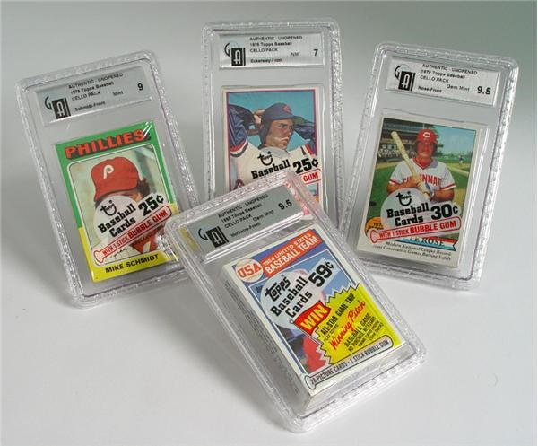 Unopened Cards - 1975-1987 Topps Baseball Cello Pack Run with Stars GAI