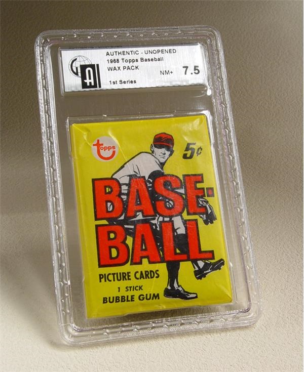 Unopened Cards - 1968 Topps Baseball 1st Series Wax Pack GAI 7.5
