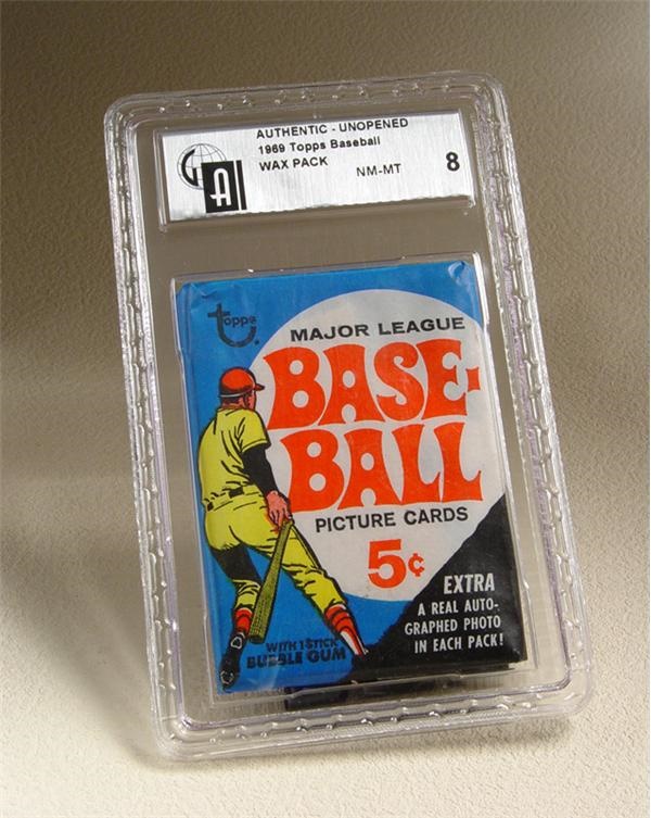 Unopened Cards - 1969 Topps Baseball Wax Pack GAI 8