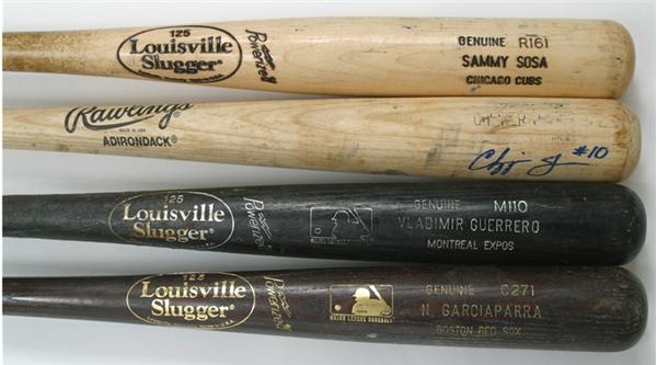 Future Hall of Fame Game Used Bat Lot with Nomar Garciaparra, Sammy Sosa,  Chipper Jones and