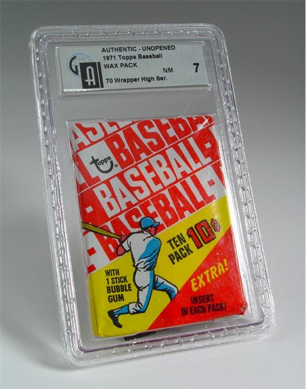Unopened Cards - 1971 Topps Baseball High Series Wax Pack GAI 7