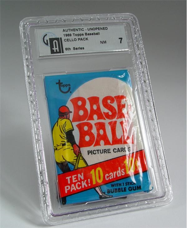 Unopened Cards - 1969 Topps Baseball 6th Series Cello Pack GAI 7