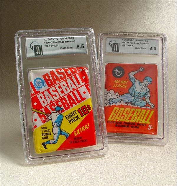 Unopened Cards - 1967 & 1970 OPC Baseball Wax Packs GAI 9.5