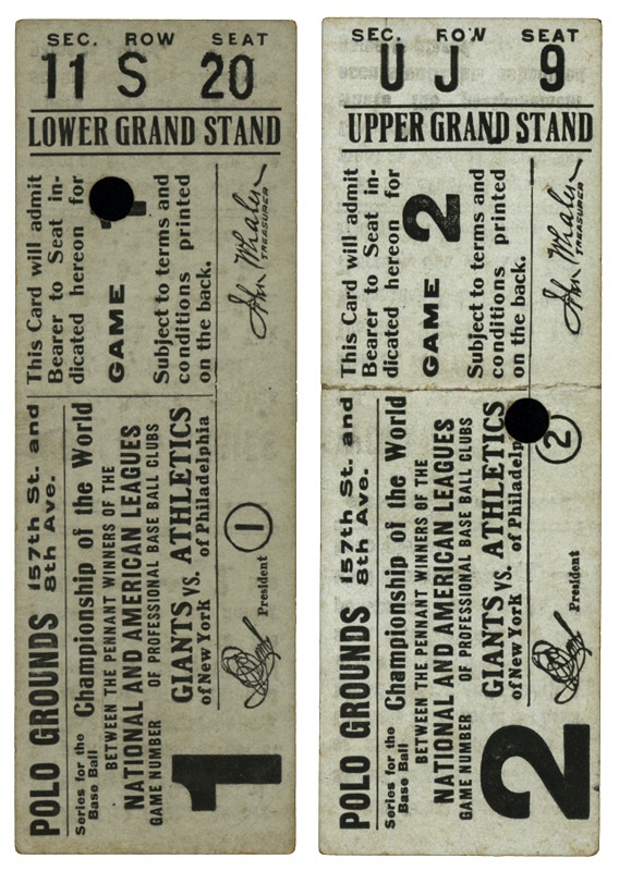 Baseball Publications and Tickets - 1911 World Series Full Tickets (2)