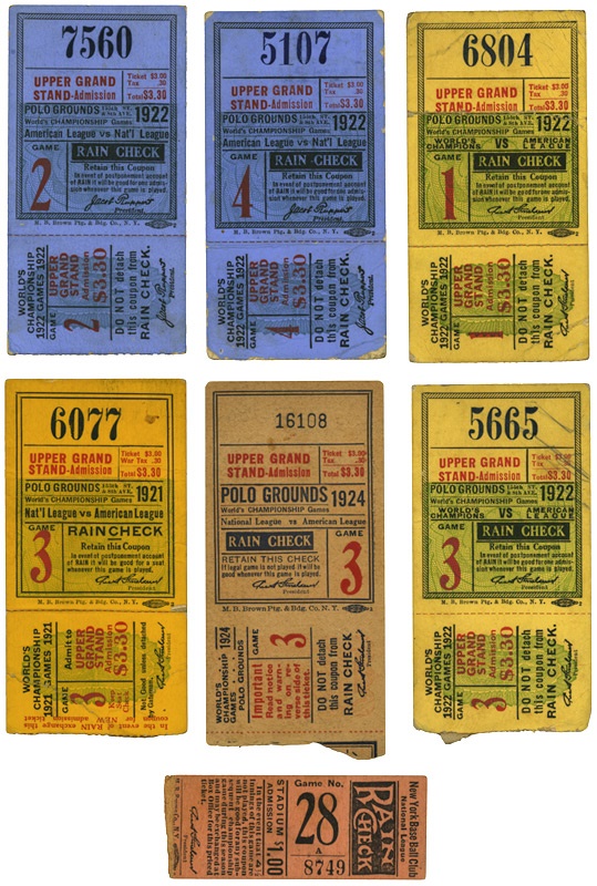 Baseball Publications and Tickets - 1920s Polo Grounds World Series Polo Grounds Ticket Stubs (7)