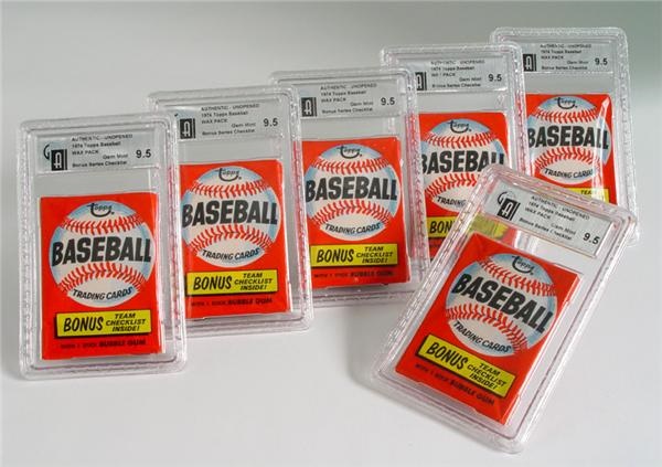 Unopened Cards - 1974 Topps Wax Box (All 36 Packs Graded)