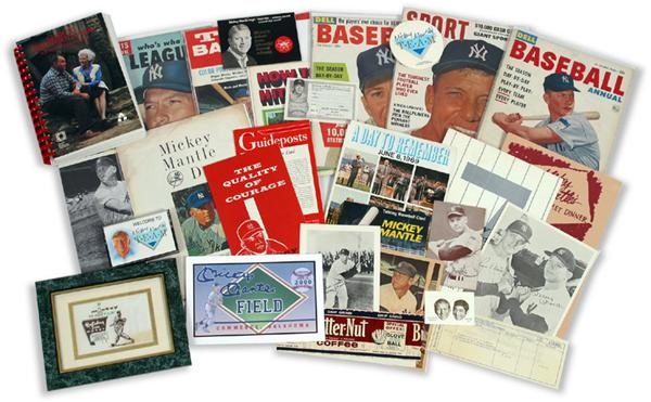 Mantle and Maris - Mickey Mantle Collection of 27 Unsigned Items