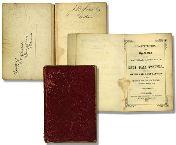 Leslie M. O' Connor Collection - 1858 Constitution and By-Laws of the National Association of Base Ball Players with the Rule and Regulations of the Game of Base Ball, Adopted March 1858