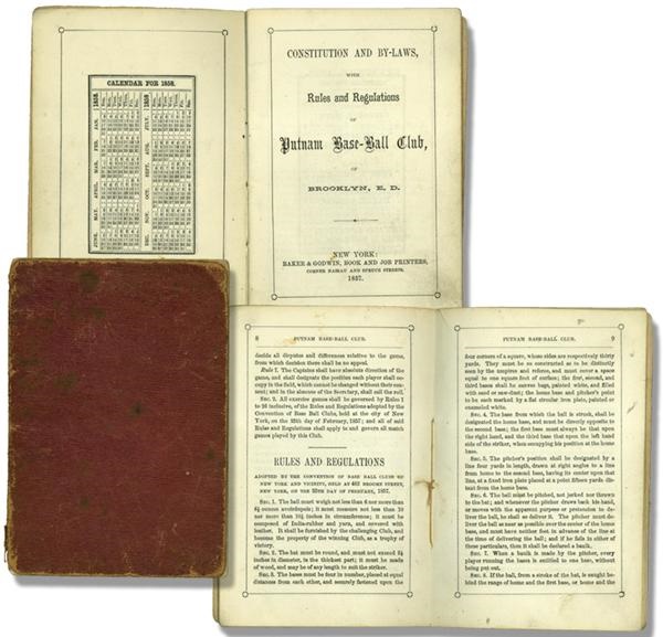 1857 Constitution and By Laws with Rules and Regulations of Putnam Base-Ball Club of Brooklyn, E.D.