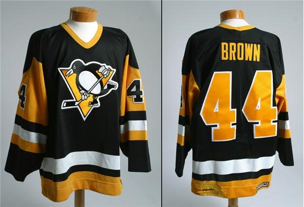Hockey Sweaters - 1989 Rob Brown Pittsburgh Penguins Game Worn Jersey