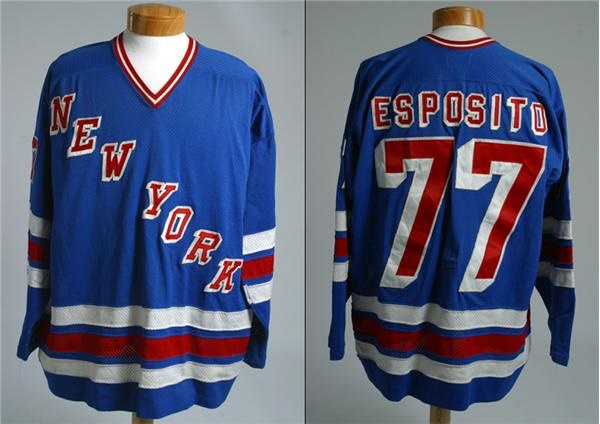 1975-76 Phil Esposito Game Worn New York Rangers Jersey--Photo, Lot #53706