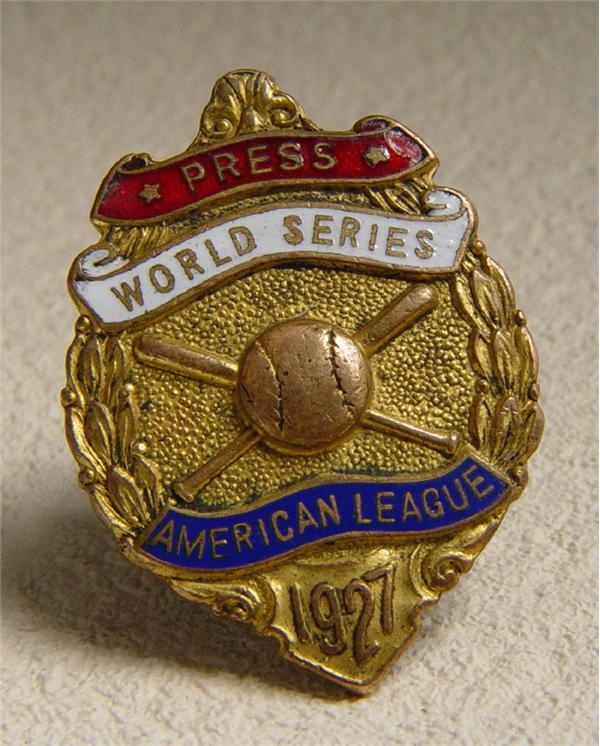 NY Yankees, Giants & Mets - 1927 New York Yankees World Series Press Pin