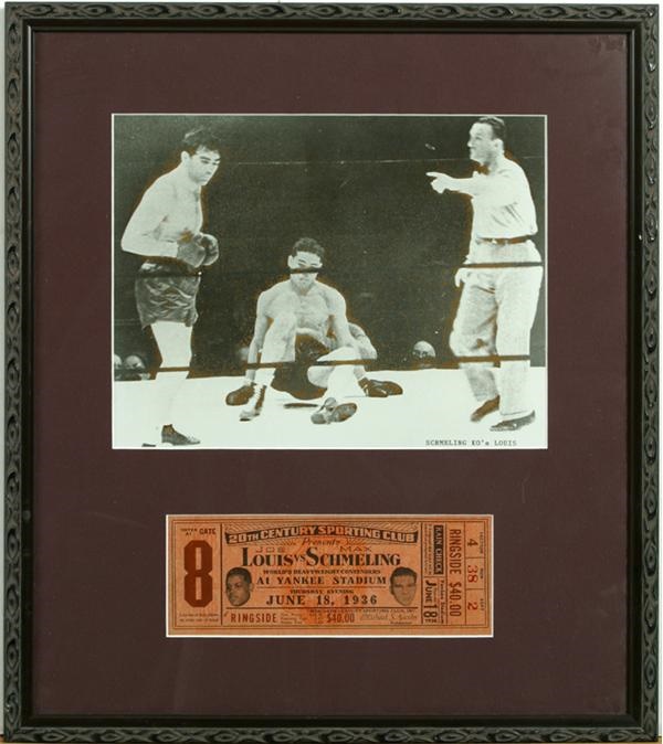 - June 18, 1936 Joe Louis vs. Max Schmeling Full Unused Ticket