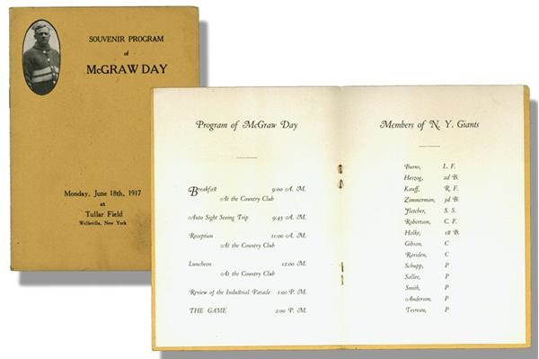 Baseball Publications and Tickets - 1917 John McGraw Day Program