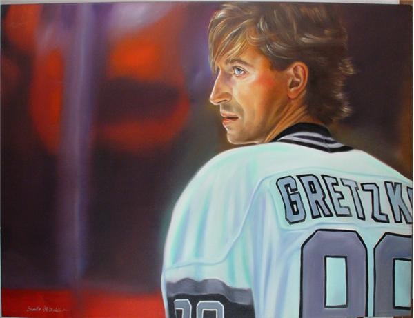 Wayne Gretzky - Wayne Gretzky "The Great One" Original Oil Painting by Samantha Wendell (36x48")