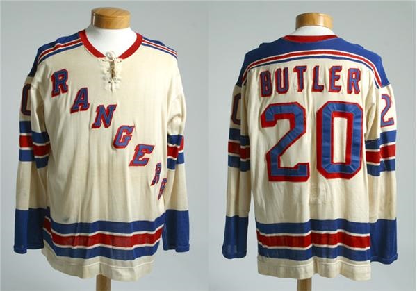 Hockey Sweaters - 1970's Jerry Bugsy Butler New York Rangers Game Worn Jersey