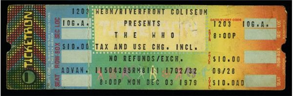The Who Cincinnati Tragedy Unused ticket