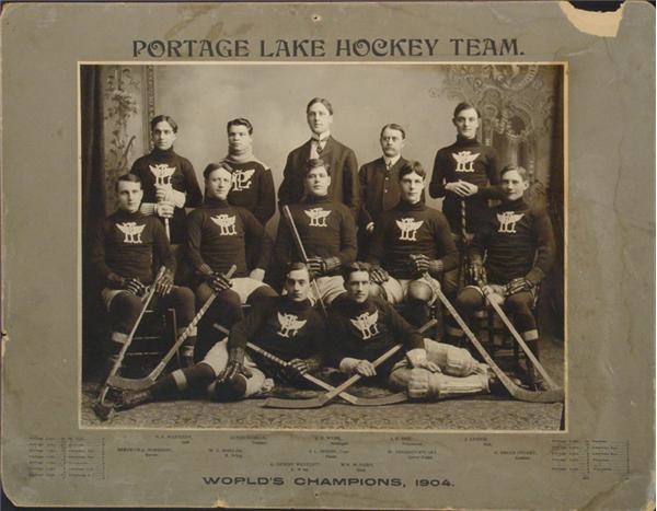 Hockey Memorabilia - 1903-04 Portage Lakes Lakers Team Photograph - First Professional Team