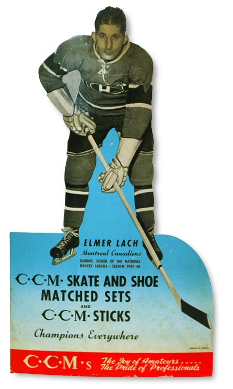 Hockey Memorabilia - 1940's Elmer Lach CCM Stand-up Advertising Display