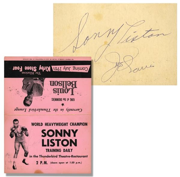 Muhammad Ali & Boxing - Sonny Liston & Joe Louis Signed Table Tent