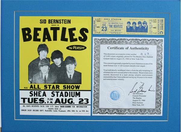 The Beatles - 1966 Beatles Shea Stadium Full Ticket