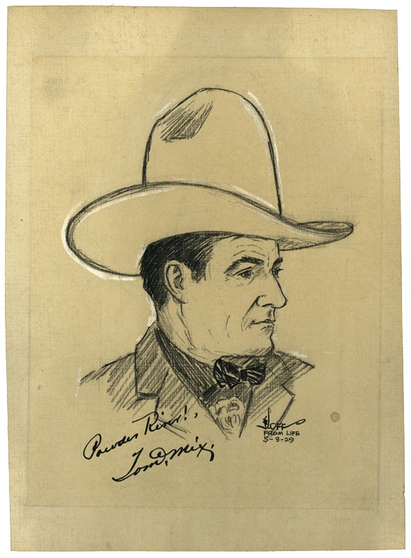 Tom Mix Caricature by Hoffstrom Signed