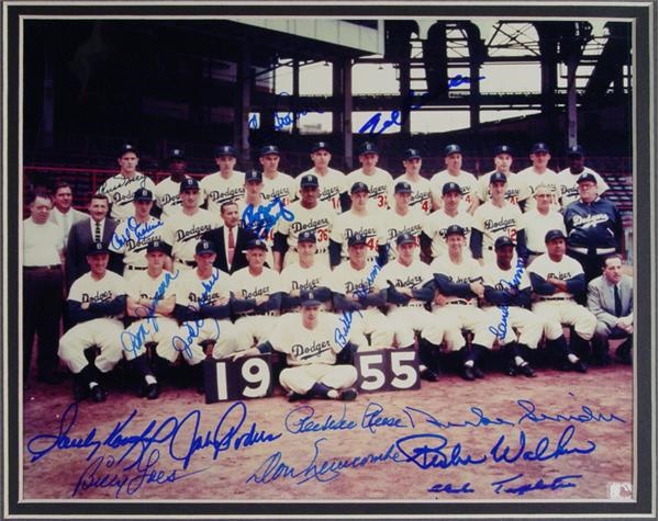 Sold at Auction: 1955 Brooklyn Dodgers Baseball Autographed 8x10