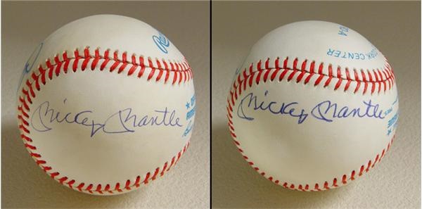 Single Signed Baseballs - Mantle and DiMaggio Signed Baseball Collection (3)