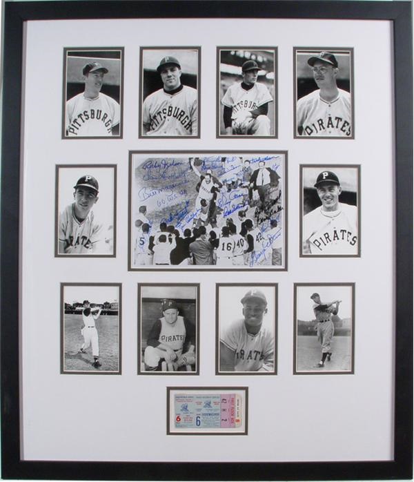 Clemente and Pittsburgh Pirates - 1960 Pirates Authographs Framed