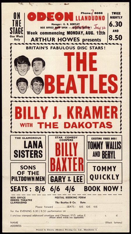 The Beatles - Beatles Odeon Theater Handbill