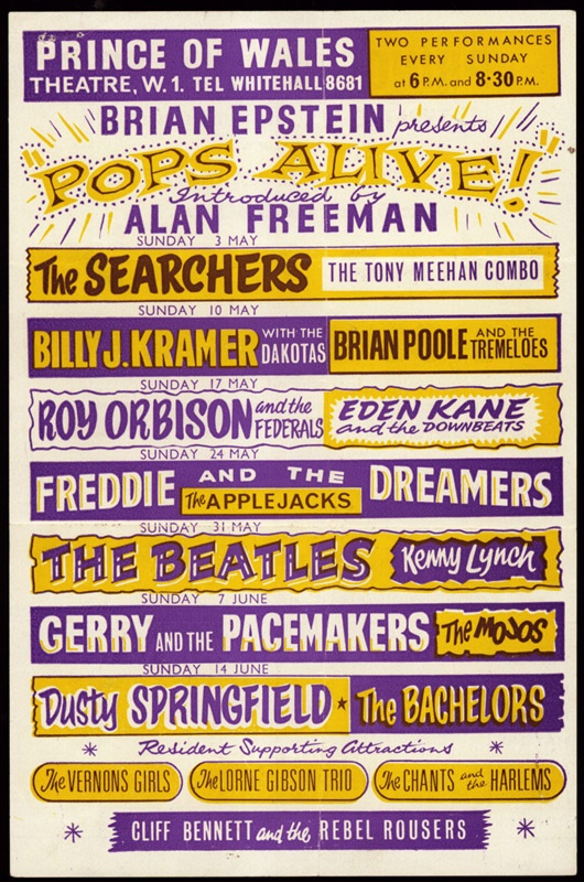 Beatles "Pops Alive!" Prince of Wales Handbill