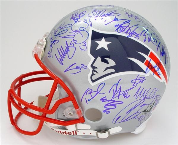 Football - New England Patriots 2004 Super Bowl Champions Team Signed Helmet