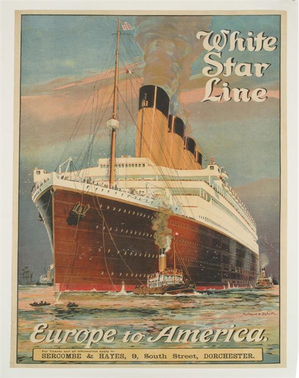 Steamship - Circa 1912 White Star Line Poster by Montague B. Black