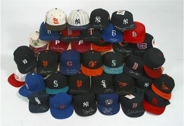 Baseball Autographs - Collection of Signed Baseball Caps (37)