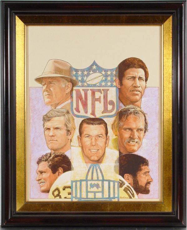 Football - 1990 NFL Hall of Fame Program & Original Jim Auckland Cover Art