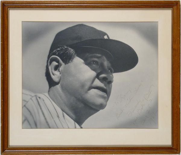 Baseball Photographs - Magnificent Babe Ruth Signed Photo